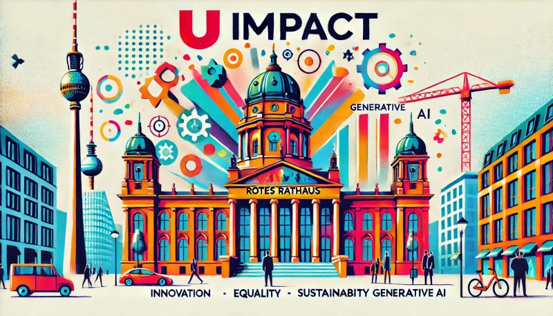 u impact graphic featuring Berlin City Hall for the 2025 startup showcase